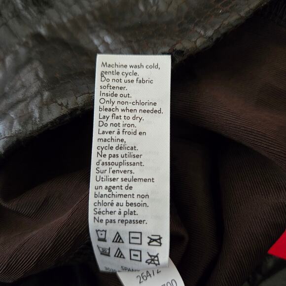 Spanx Faux Leather Croc Leggings Brown Black Size S Glossy Patent Animal Edgy - Picture 11 of 12